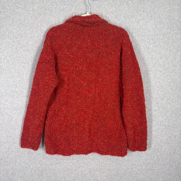 Tabask Shawl Cardigan Sweater Medium Alpaca Wool Nubby Fuzzy Artsy‎ Boiled Rust - Picture 8 of 9